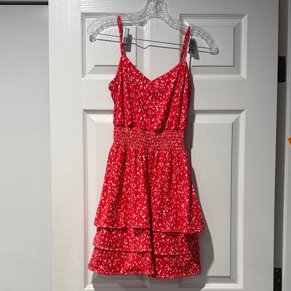 Emerald Sundae Red Floral Tiered Sundress